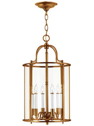 Gentry Large Foyer Pendant With 6 Lights in Heirloom Brass.